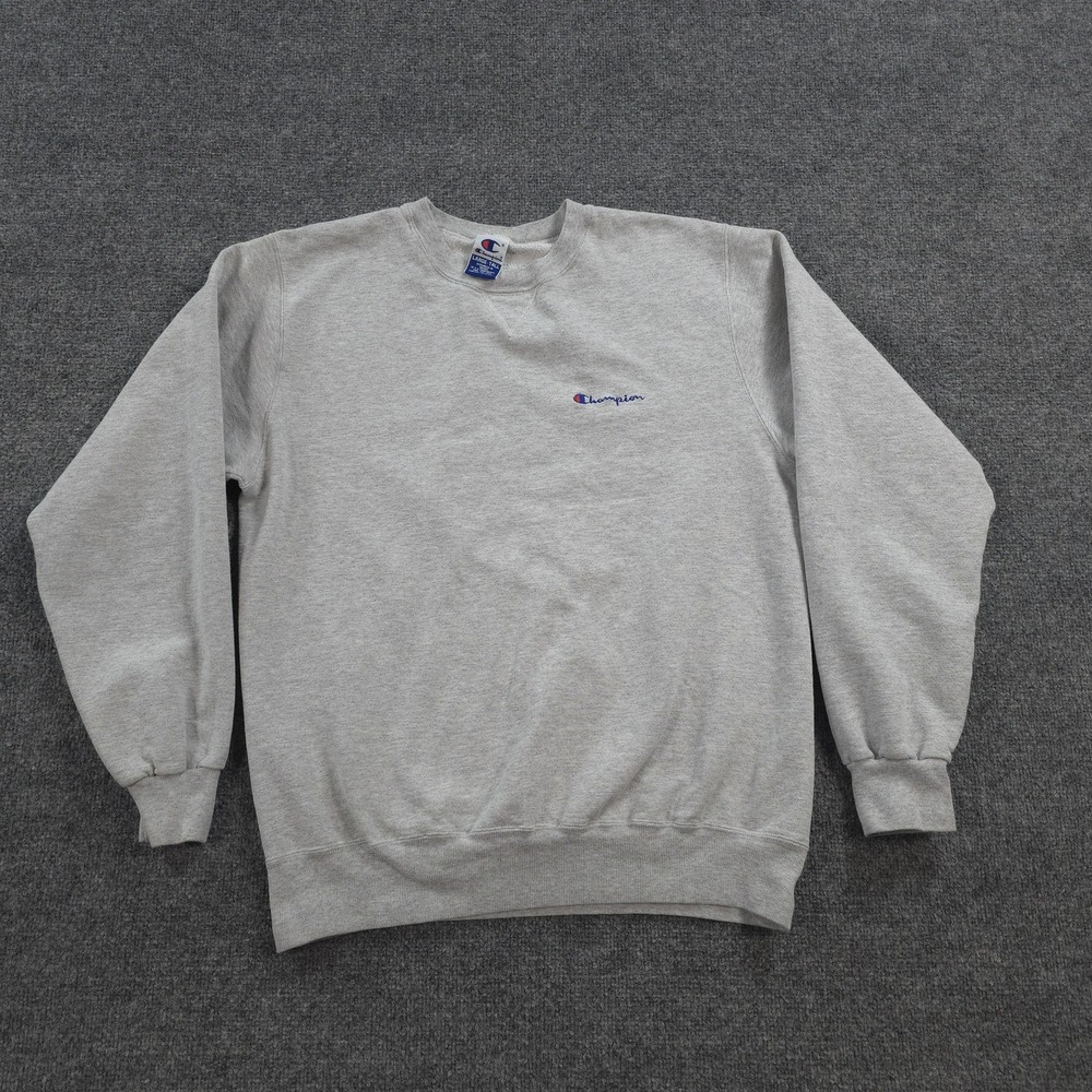 Vintage Champion Sweatshirt Mens LT Tall Gray Fleece Crewneck Logo Pullover 90s